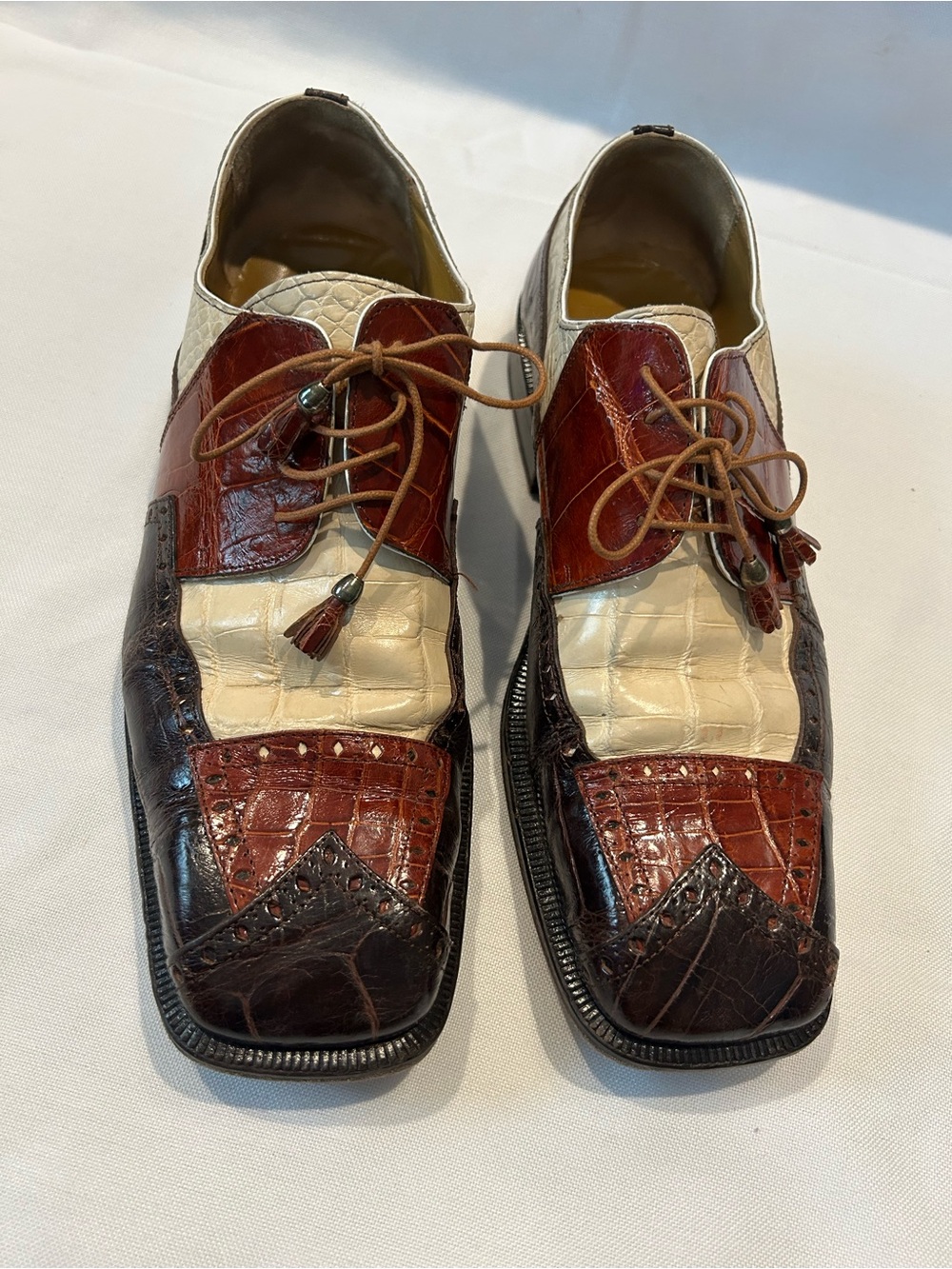 Slick Exotica Brand Men's Two-Tone Genuine Alligator Leather Dress Shoes - Picture 2 of 16